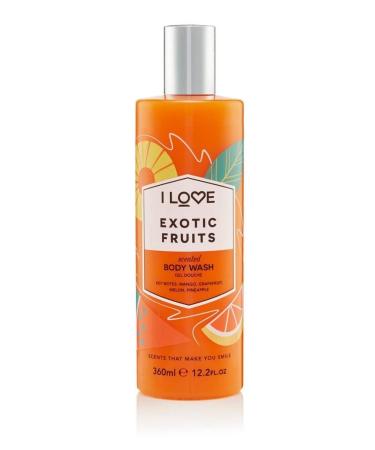 I Love Exotic Fruits Scented Body Wash Rich & Creamy Foam Which Contains Natural Fruit Extracts Includes Pro Vitamin B5 For Moisturised & Silky Smooth Skin CrueltyFree & VeganFriendly 350ml