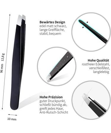 Pluck Econtal Black Tweezers with Case | Professional Sloping Eyebrow Hair Plucking Tool - Buy Online on SooperMarket.com