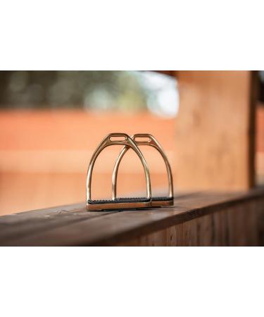 Equinate Stirrups Luna 10cm Gold - Anti-Slip Rubber Tread | Ideal for Adults & Children - 2 Pieces - Shop Internationally - Buy Online on SooperMarket.com