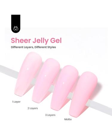 Beetles Jelly Gel Nail Polish in Translucent Sheer Pink - 15ml - Buy Online on SooperMarket.com