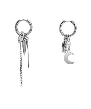 Mshion Unisex Stud Earrings 1 Pair with 1 Nice Jewelry Box Moon