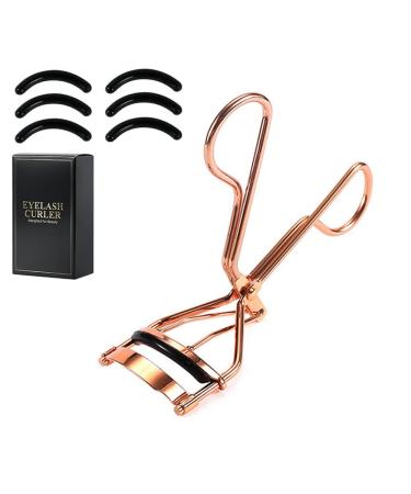 Eyelash Curler Kit Metal Eyelash Curler with 6 Replacement Silicone Refill Pads Professional Eye Lash Curler Make up Tool for Perfect Curl in Seconds Rose Gold (YYB-EC522)