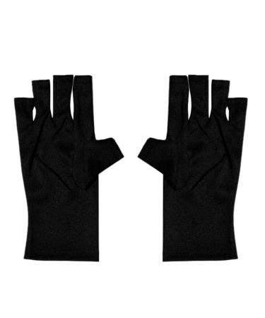 Anti UV Gloves Sunblock Gloves UV Shield Protection Fingerless Gloves for Gel Nail Lamp 1Pair Black
