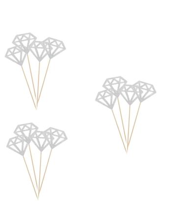 Vaguelly 150 Pcs Gold Diamond Topper Fruitcakes Wedding D cor Cake Diamonds Wedding Diamond Glitter Diamond Home Ornament Fruit Cake Glitter Wedding Cupcake Picks Commemorate Toothpick