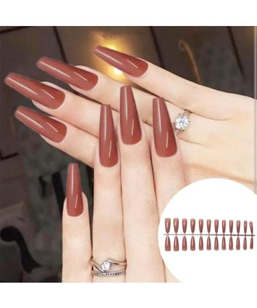 kawehiop 24 Pieces Extra Long Press on Nails Artificial DIY Solid French Graceful Colour-fast Nail for Manicure Salons Art - Buy Online on SooperMarket.com
