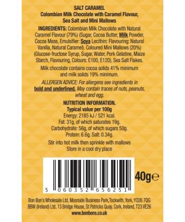 Bon Bon's Gourmet Salt Caramel Hot Chocolate Spoon 40g | Indulgent Treat - Buy Online on SooperMarket.com
