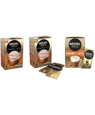 Nescafe Gold Instant Coffee Sachets Contains 48 Caramel Latte Sachets Bundled With 48 x Temas Store Coffee Stirrers & 1 x Reusable Coffee Cup| Coffee Gift Set | Coffee Sachets Individually Wrapped - Buy Online on SooperMarket.com