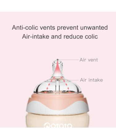 PPSU Anti Colic Newborn Baby Bottles - Wide Neck Breast-Like Nipple, Slow Flow - 2 Pack Pink (2.5 oz) - Ideal for Breastfeeding Toddlers - Buy Online on SooperMarket.com