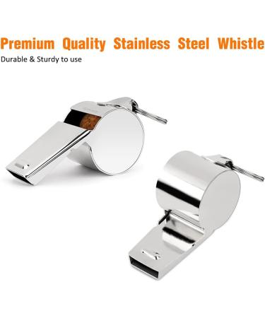 Golvery Metal Referee Coach Whistle - Stainless Steel with Lanyard | Crisp Sound for Sports & Lifeguard Protection - Silver - Buy Online on SooperMarket.com
