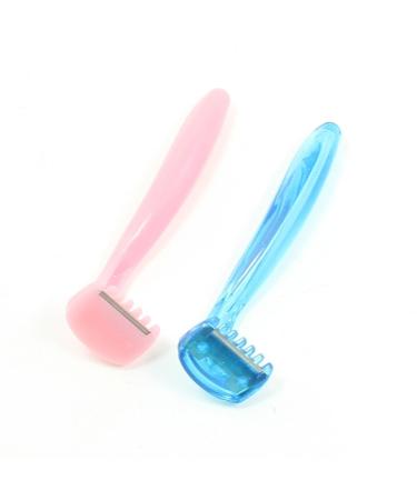 Ruilogod 2pcs Pink Clear blue Plastic Handle Body Armpit Hair Shaver Remover Set