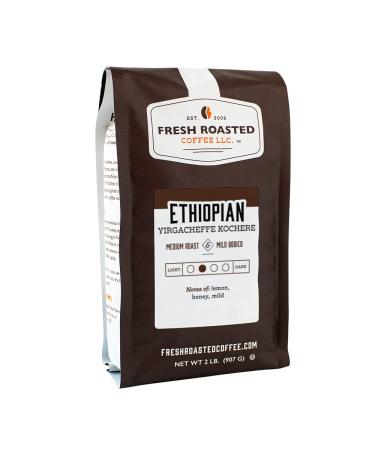Fresh Roasted Coffee, Ethiopian Yirgacheffe Kochere, 2 lb (32 oz), Medium Roast, Kosher, Whole Bean Whole Bean Ethiopian Yirgacheffe Kochere 2 Pound (Pack of 1)