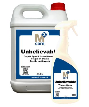 M2 Care Unbelievable 6 Litres 1 x 5 Litre + 1 x 1 Litre Trigger Spray + 10 x All Round 300GSM White Microfibre Spotting Cloths