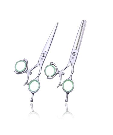 Purple Dragon 6.0 inch Swivel Thumb Japanese 440C Barber Razor Edge Salon Hair Cutting Scissor and Thinning Shear - Perfect for Professional Hair Stylist Barber Hairdresser (6 inch)
