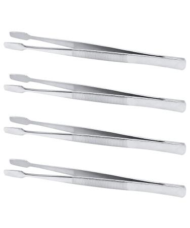 LNQ LUNIQI Stamp Tweezers Set 4 Pieces Stainless Steel Stamp Tweezers Flat Philately Tweezers Stamp Collector Tools Silver