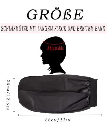 Ladaypoa Long Satin Sleeping Cap - 2 Large Sleeping Hats for Women | Extra Large Soft Satin Sleep Caps for Long Braids | Comfortable Black & Gold with Wide Elastic Ribbon - Buy Online on SooperMarket.com