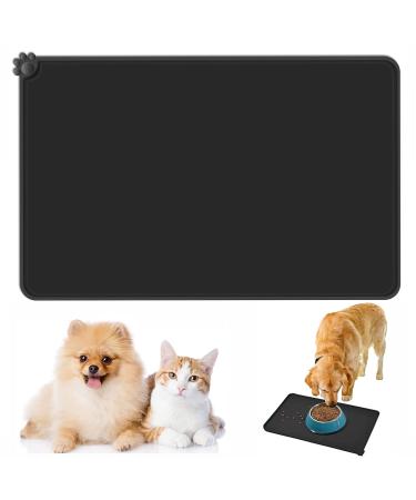 Emwel Dog Food Mat Silicone Dog Bowl Mat Non-Slip Cat And Dog Feeding Mat Waterproof Dog Placemat L (47 * 30) black 180g