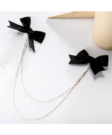 Buy Biitfuu 4Pcs Black Hair Bows with Pearl Chains - Stylish Hair Accessories for Girls & Women - International Shipping Available - Buy Online on SooperMarket.com