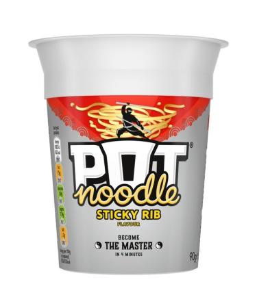 Pot Noodle's Pack of 3 1 each Sticky Rib Chinese Chow mien Sweet & Sour