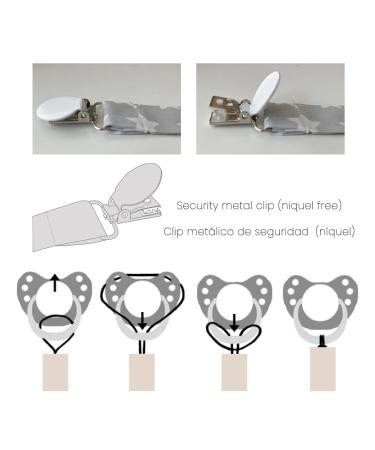 Mimuselina 4-Pack Pacifier Chain with Metal Clip for Babies - Fabric Pacifier Strap & Clip (Neutro) | International Shipping Available - Buy Online on SooperMarket.com