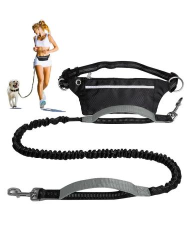 Retoteng Hands-free leash Adjustable Leash with Belt Pouch Double Handles Shock-absorbing Reflective Stitching Suitable for Medium and Large Dogs