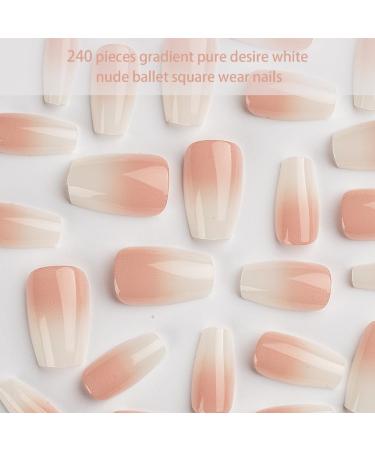 Ruarby Coffin Nail Tips Press On Nail Tips Clear False Nails Tips Full Cover Nail Tips with Positioning Line Nail Extension Tip - Buy Online on SooperMarket.com