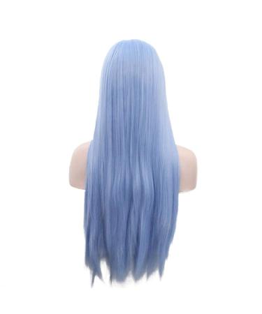 SHIYID Sky Blue Long Synthetic Lace Front Wig - Heat Resistant Silky Straight Fiber Hair for Women | Best Quality International Shipping - Buy Online on SooperMarket.com