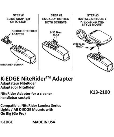 K-Edge NiteRider Light Adapter Gunmetal - One Size | Buy Online - Buy Online on SooperMarket.com