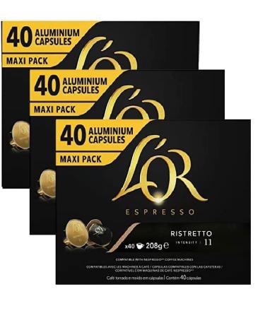 L'Or Espresso Coffee Ristretto Intensity 11 - Nespresso* Compatible Aluminium Coffee Capsules - 3 Packs of 40 Capsules (120 Drinks)