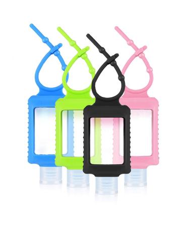 ICHOEEU 4 Pack Travel Size Refillable Squeeze Bottles with Silicone Sleeve - Leakproof Flip Cap Keychain Bottles for Hand Sanitizer - 60ml/2oz - 4 Count - Buy Online on SooperMarket.com