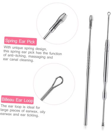 3pcs Stainless Steel Ear Cuffs Ear Cleaner Set with Ear Wax Remover - Silver - Buy Online on SooperMarket.com