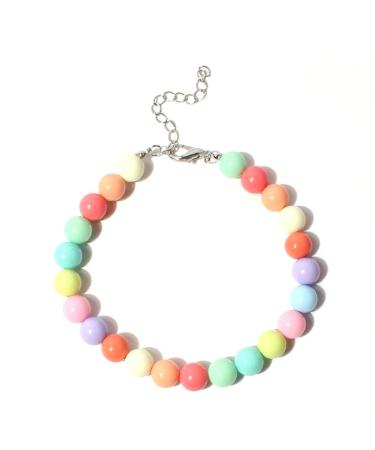 SANWOOD Dog colorful Bead Necklace Pet Collar Candy Colors Decor Accessory Multi-color Fashion Dogs Faux Pearls Necklace Loop Photography Props - Multicolor One Size
