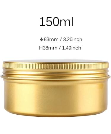 Zeoabsy 10-Piece Gold Aluminum Empty Jars - 150ml Round Tins with Screw Lid for Cosmetics Candles & Ointments | Includes 5 Spatulas & 1 Gold Label - Buy Online on SooperMarket.com