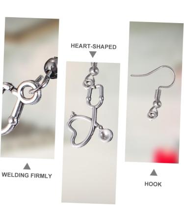 PRETYZOOM Heart Hoop Earrings for Women - Silver Ear Pendant Decor for Nurses & Medical Professionals | Delicate Alloy Jewelry - Buy Online on SooperMarket.com