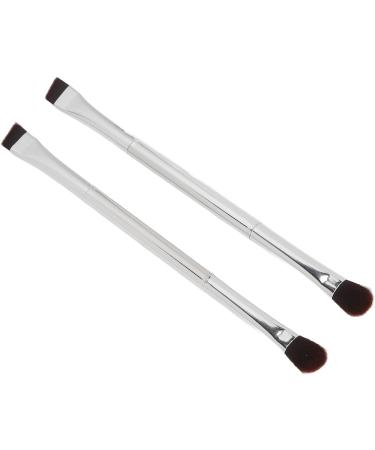 Slanted Eyebrow Brush Professional Double Ended Ergonomic Silver Portable 2pcs Eyeshadow Brush Makeup for Party - Buy Online on SooperMarket.com