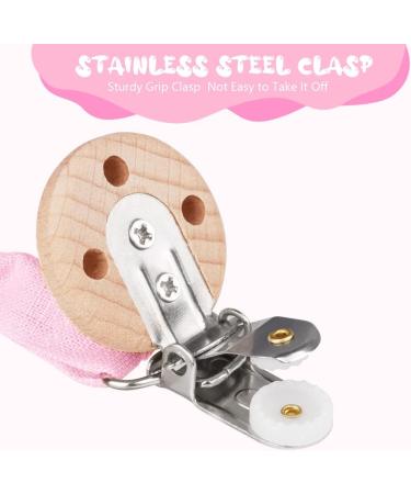 Vicloon Baby Dummy Clips - 3 Pack Wooden Dummy Clip for Boys and Girls | BPA Free Soother Pacifier Chain Holder | Teether Toy | Pink/Gray/Yellow - Buy Online on SooperMarket.com