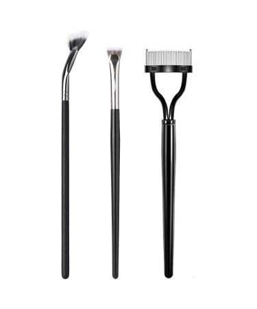 3PCS Mascara Fan Brush AND Eyelash Comb Eyebrow Brush INENK Eyelash Separator Mascara Applicator No Smearing Clumping Lash Wand Brush Fan for Natural Lifted Easy to Use Cosmetic Brushes Tools
