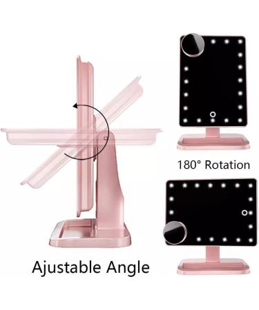 Hansong Vanity Makeup Mirror with Lights Bluetooth 20 LEDs Touch Screen Speaker Rose Gold - Buy Online on SooperMarket.com