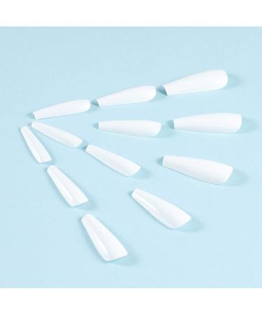 Brishow Long Coffin False Nails - White Ballerina Stick on Nails for Women and Girls - Buy Online on SooperMarket.com