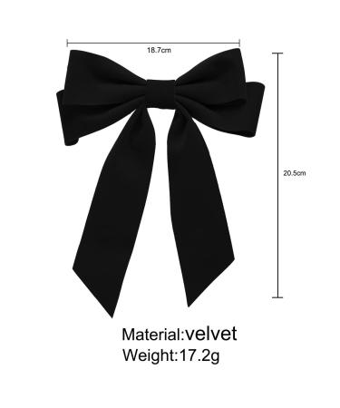 Black Velvet Hair Bow Clips for Women and Girls - French Barrettes Hair Pins with Large Bowknot Design - Buy Online on SooperMarket.com