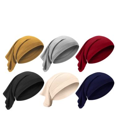 6 Pieces Sport Hair Accessories Unisex Spandex Dreadlocks Bands Elastic Long Hair Dreads Head Wraps Braids Bonnet Solid Colors Soft Headband For Men And Women