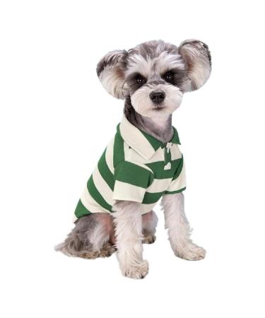 Polo shirt for small dogs two -legged strip shirt puppy costume summer t shirt fashionable clothing for bichon French bull dog dog shirt striped dog shirt breathable green small small small