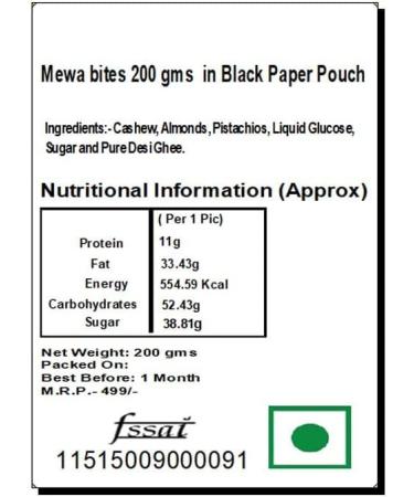 Jaiccha Ghasitaram Bhaidooj Gifts - MEWA Bites 200 GMS in Black Paper Pouch - Buy Online on SooperMarket.com