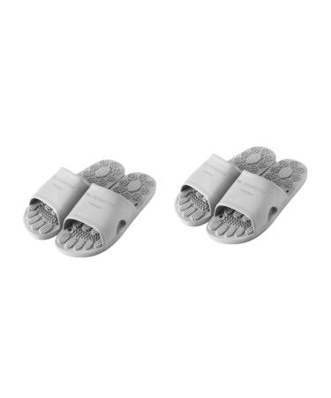 FRCOLOR 2 Pairs Massage Slippers for Men Women Slippers for Hotel Relax Slippers Spa Slippers Tub Massage Shoes Man PVC 27.00X11.00X5.00CMx2pcs Grey X 2 Pieces