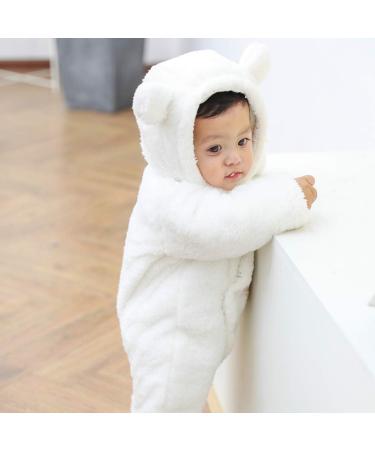 Haokaini Newborn Bear Warmer Snowsuit Cotton Fleece Hooded Romper Jumpsuit 6-9 Months White - Buy Online on SooperMarket.com