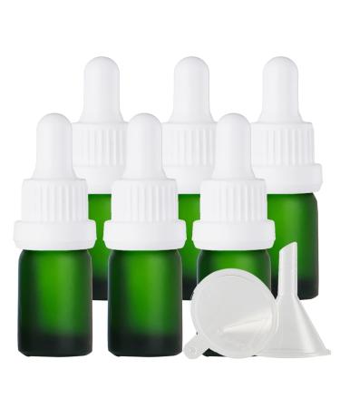 Zeoabsy 6 pieces 5 ml frosted green glass pipette bottle with white originality lock pipette ring empty clear glass bottle glass pipette drip bottle for essential oils aromatherapy 5ml green
