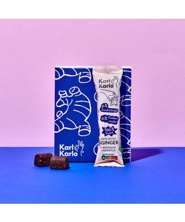Karl Karlo Fruchttriegel Ingwer - 6 x 35g |Vegan sweets based on date |Vegan snack without additives gluten -free Nutri score a ginger 6 pieces (1 Pack)
