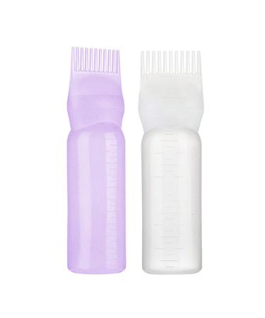 Hair Dye Brush Bottle Root Comb Applicator Bottle Hair Oil Bottle With Comb Hair Dye Bottle Applicator Comb With Graduated Scale For Home Salon Use White+Purple