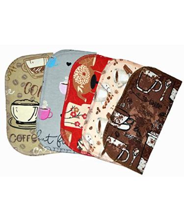 2 Ply 8x8 5 Pack Printed Flannel Washable- Coffee Break