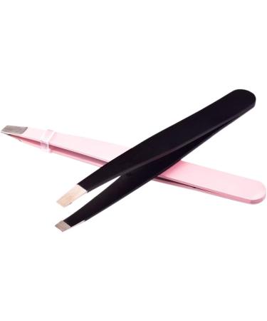 Buy Jojomis Professional Slant Tip Eyebrow Tweezers - Stainless Steel Makeup Tool 2 Pack | International Shipping Available - Buy Online on SooperMarket.com