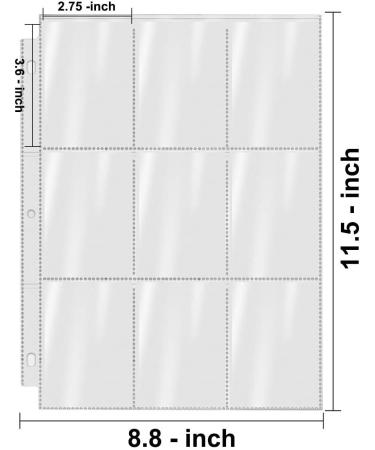 POKONBOY 288 Pockets Trading Card Sleeves - 9-Pocket Binder Sheets for Standard Size Cards - Sport, Game, Business Card Storage - Buy Online on SooperMarket.com